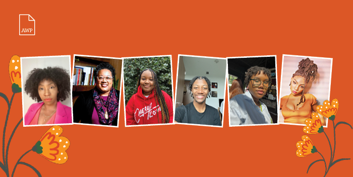 A collage of headshots of the #AWP24 HBCU Student and Faculty Fellows against an orange background