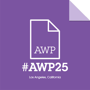 #AWP25 button in light purple.