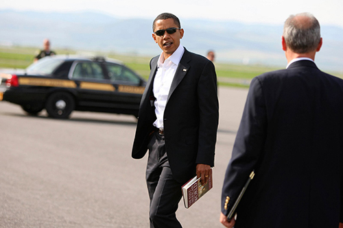 President Obama with a book